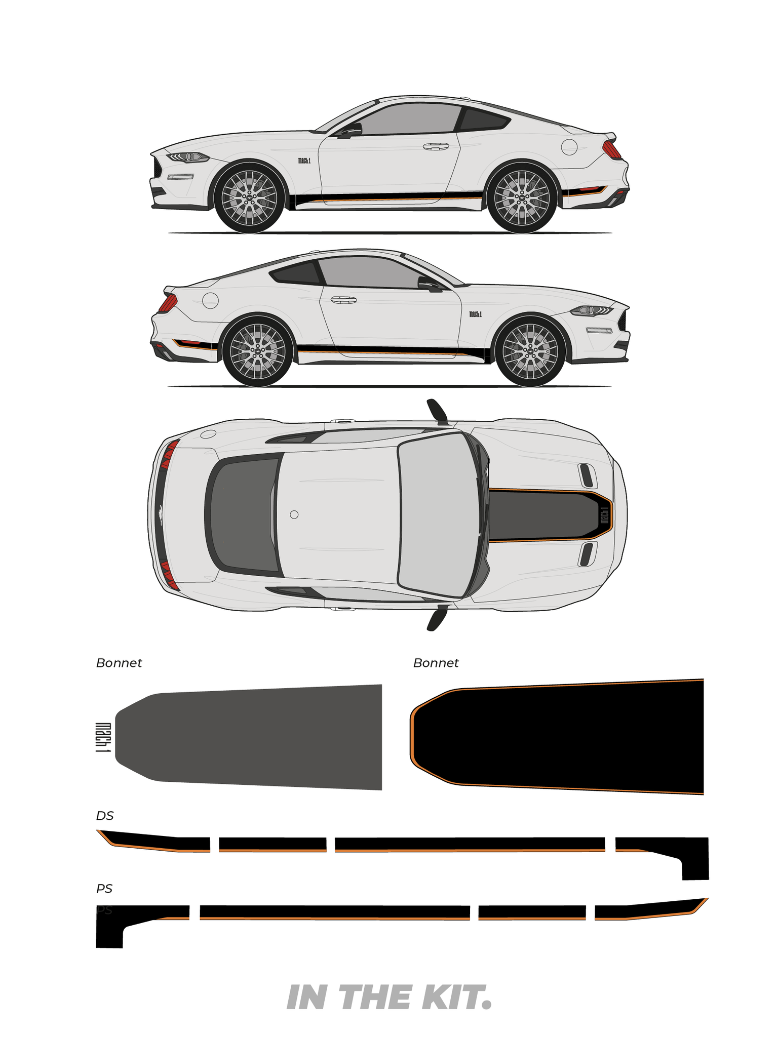thumbnail image 2 of 1973 Mustang Mach 1 Stripe Kit & NASA Hood Paint Stencil – 3M Vinyl Graphic Express 2 of 5