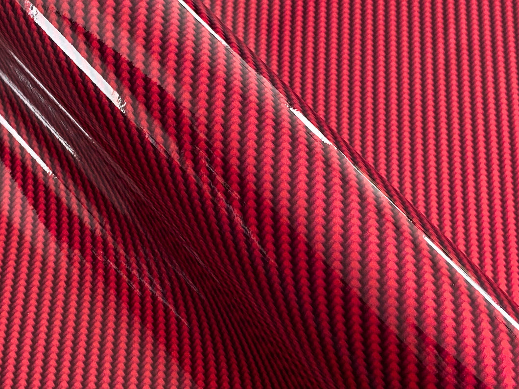 3m x 1.37m - WRPD. Twill Weave Light Red Carbon Fibre Wrap (SALE)