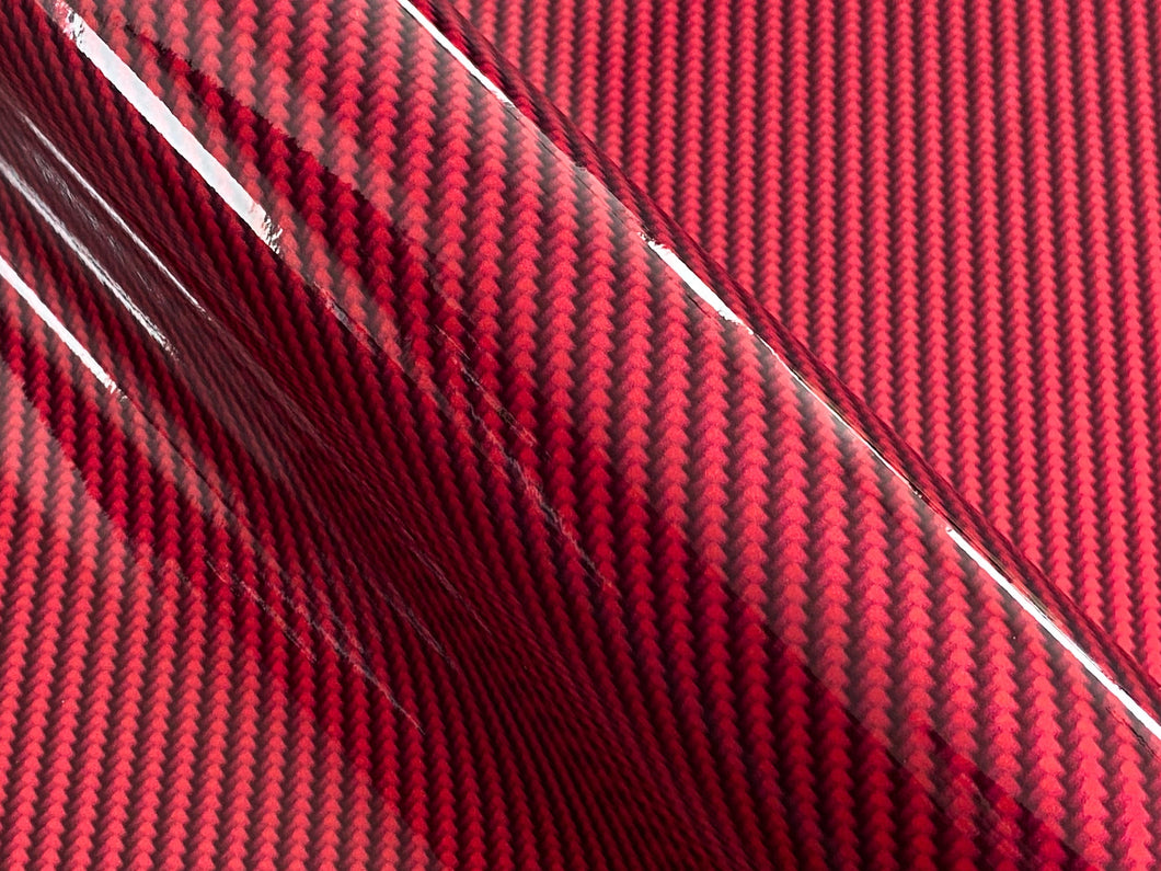 1.5m x 1.3m - WRPD. Twill Weave Light Red Carbon Fibre Wrap (SALE)