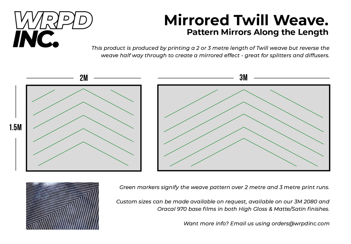 WRPD. Mirrored (Length) Twill Weave Black Carbon Fibre Vinyl Wrap - Car ...